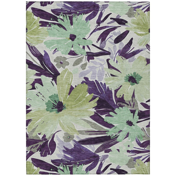 HomeRoots 5' Purple and Lavender Floral Washable Area Rug – Durable, Stylish Design for Indoor and Outdoor Use 8' X 10' 610995