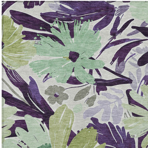 HomeRoots 5' Purple and Lavender Floral Washable Area Rug – Durable, Stylish Design for Indoor and Outdoor Use 8' X 10' 610995