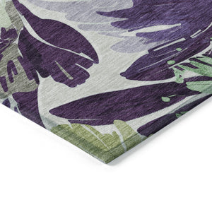 HomeRoots 5' Purple and Lavender Floral Washable Area Rug – Durable, Stylish Design for Indoor and Outdoor Use 9' X 12' 610996