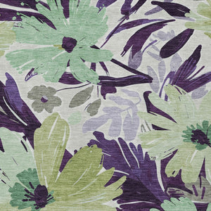 HomeRoots 5' Purple and Lavender Floral Washable Area Rug – Durable, Stylish Design for Indoor and Outdoor Use 9' X 12' 610996