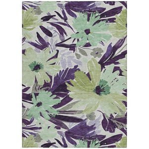 HomeRoots 5' Purple and Lavender Floral Washable Area Rug – Durable, Stylish Design for Indoor and Outdoor Use 10' X 14' 610997