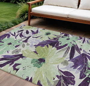 HomeRoots 5' Purple and Lavender Floral Washable Area Rug – Durable, Stylish Design for Indoor and Outdoor Use 10' X 14' 610997