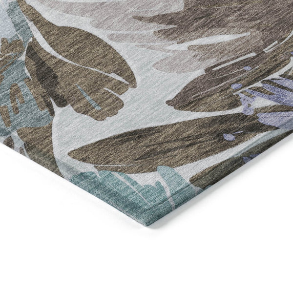 HomeRoots 5' Stylish Taupe and Lilac Floral Rug - Durable, Washable, Perfect for Indoor and Outdoor Spaces 5' X 8' 610999