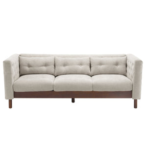 English Elm Christopher Knight Home® - 78" Upholstered Sofa with Tufted Linen-Like Fabric, Deep 19" Seat, Sturdy Rubber Wood Legs, 900lb Capacity Gray+Beige N763P243921A