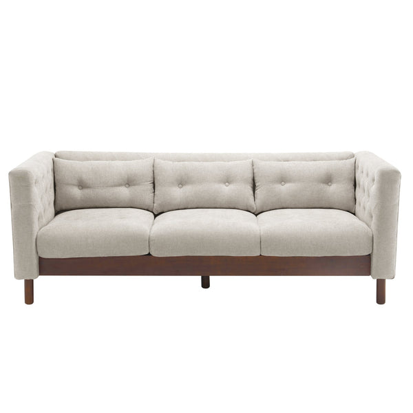 English Elm Christopher Knight Home® - 78" Upholstered Sofa with Tufted Linen-Like Fabric, Deep 19" Seat, Sturdy Rubber Wood Legs, 900lb Capacity Gray+Beige N763P243921A