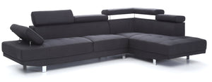 English Elm Riveredge Modern Right-Facing Sectional with Adjustable Armrests & Headrests, Chrome Legs, Fabric Comfort Black 21 L x 76 W x 34 H B078S00397
