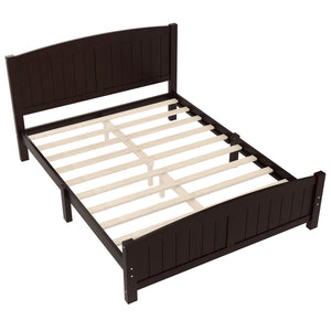 English Elm Queen Solid Wood Platform Bed Frame with Strong Support Slats, No Box Spring Needed, Modern White Finish Espresso W1580P374313