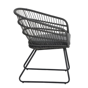 English Elm Christopher Knight Home® - TERRY Rattan Patio Chair Set (2) with Cushions, Gray Iron Frame, 300 lb Capacity, Quick Assembly N762P240844E