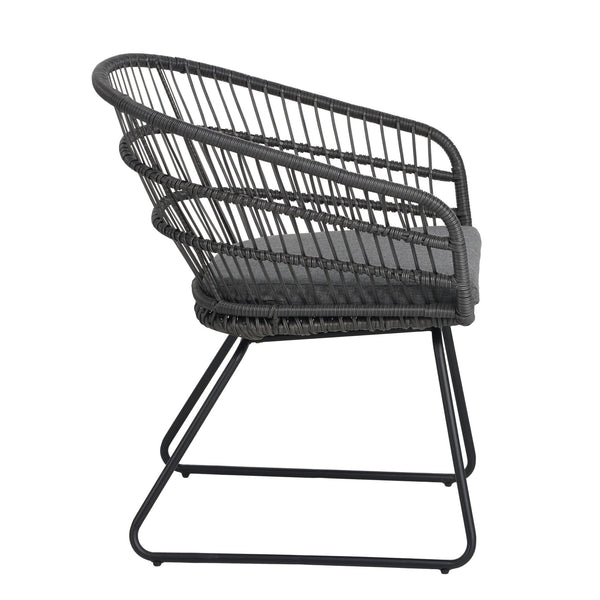 English Elm Christopher Knight Home® - TERRY Rattan Patio Chair Set (2) with Cushions, Gray Iron Frame, 300 lb Capacity, Quick Assembly N762P240844E