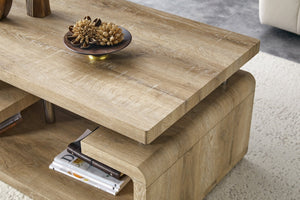 English Elm A Modern Two-tier Mdf Coffee Table with Open Shelf for Living Room Storage Wood W3875P396830