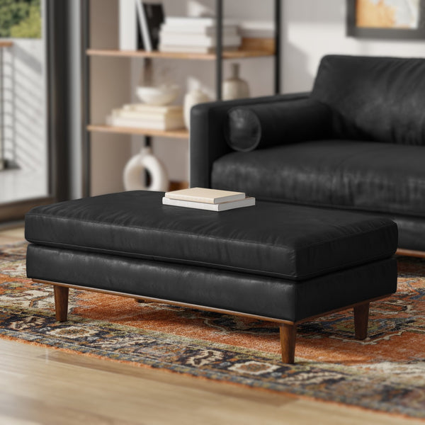 English Elm Morrison Large Rectangular Ottoman – Handcrafted Leather Seat, Eco-Friendly Design, Stylish Comfort B136P364273