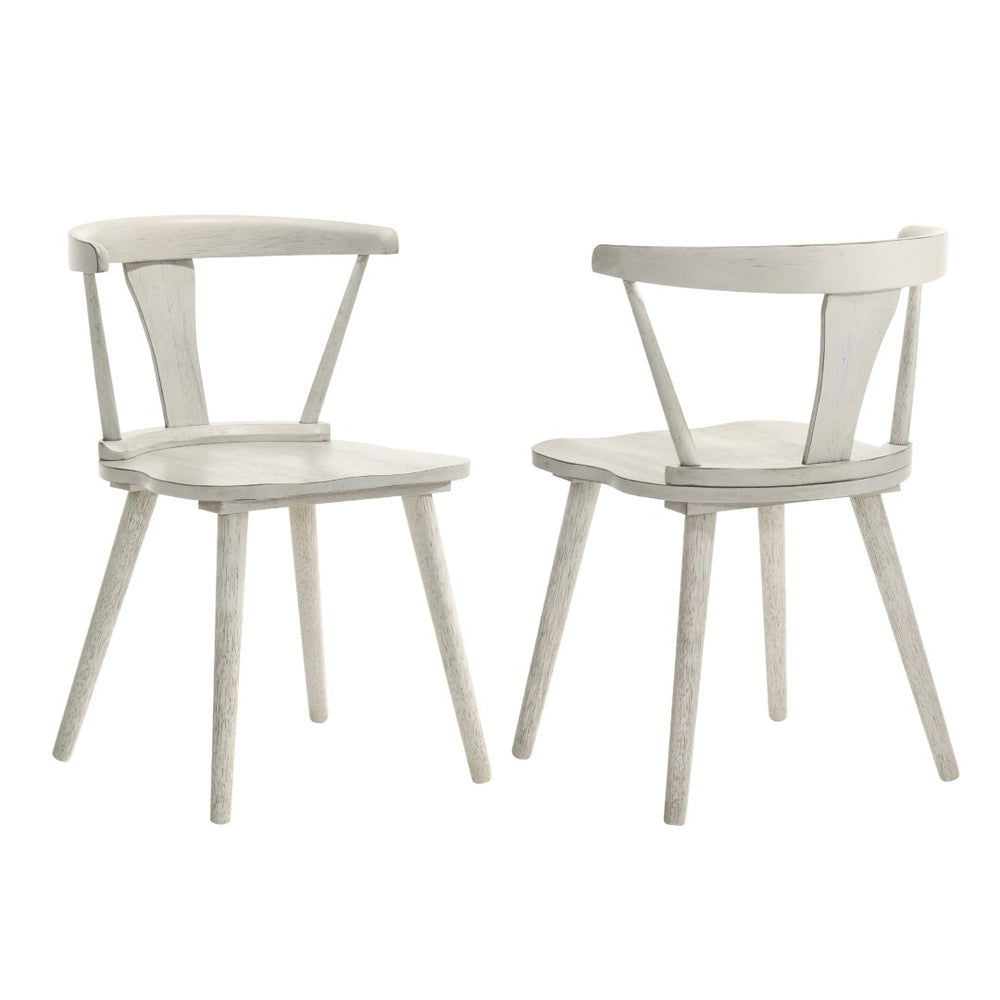 English Elm 2-piece Solid Wood Farmhouse Dining Chair Set with Weathered Rustic Finish W2537P214545