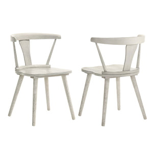 English Elm 2-piece Solid Wood Farmhouse Dining Chair Set with Weathered Rustic Finish W2537P214545
