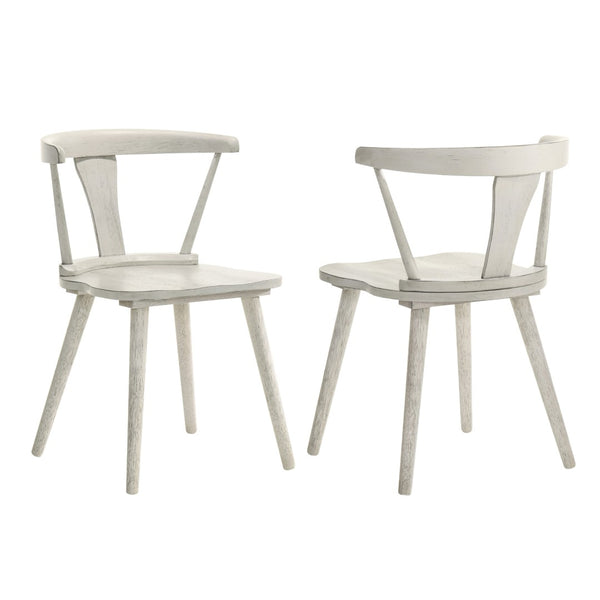 English Elm 2-piece Solid Wood Farmhouse Dining Chair Set with Weathered Rustic Finish W2537P214545