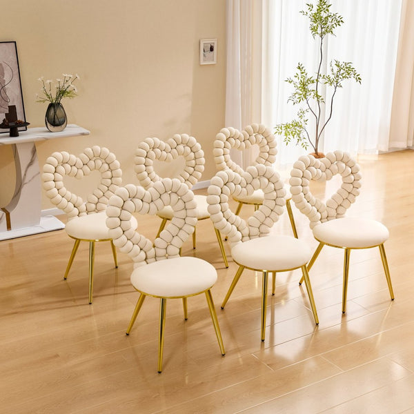 English Elm Unique Heart Shaped Bubble Tufted Velvet Accent Chair Glam Metal Frame Vanity Seat Beige,Gold W3875P446139
