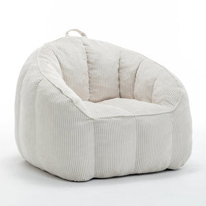 English Elm Giant Corduroy Bean Bag with Armrests Shredded Foam Lounge Chair for Living Room Beige W2200P442622