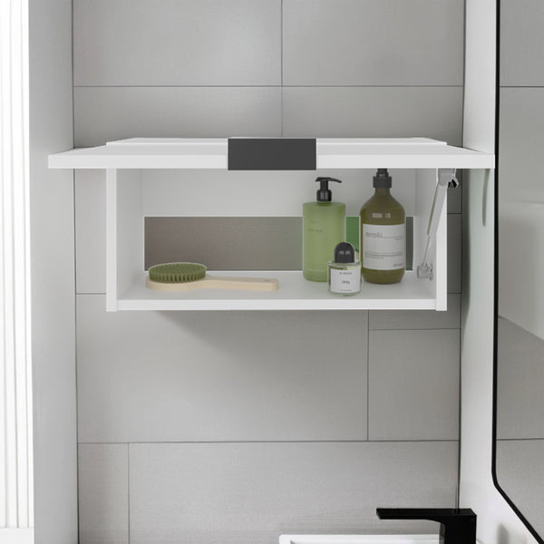 English Elm Elsah Compact Pull-Up Door Wall Cabinet for Kitchen Bathroom Garage – Space-Saving White Engineered Wood B200P362007