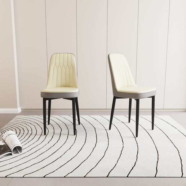 English Elm A Set Of 2 Modern Pu Leather Dining Chairs With Ergonomic Support & Stylish Black Metal Legs W2189P168412