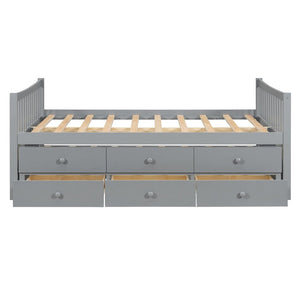 English Elm Full Size Daybed with Trundle Twin Pullout and Three Storage Drawers for Guest Rooms LP100341AAE