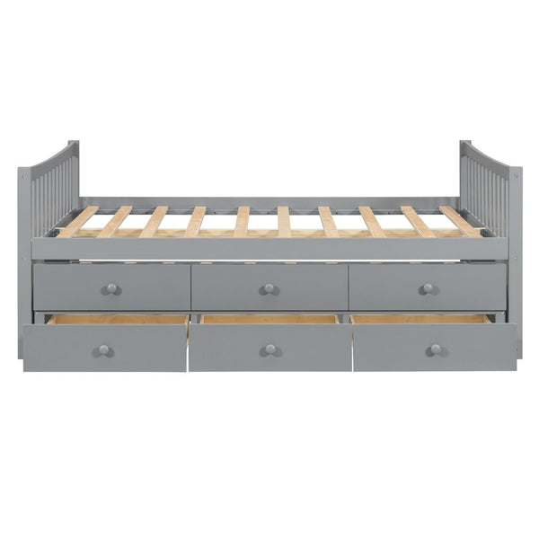 English Elm Full Size Daybed with Trundle Twin Pullout and Three Storage Drawers for Guest Rooms LP100341AAE