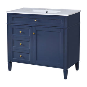 English Elm 36'' Modern Bathroom Vanity With Ceramic Top, 2 Drawers & Tip-Out Storage For Stylish Organization N710P230246C