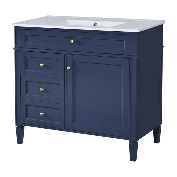 English Elm 36'' Modern Bathroom Vanity With Ceramic Top, 2 Drawers & Tip-Out Storage For Stylish Organization N710P230246C