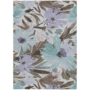 HomeRoots 5' Stylish Taupe and Lilac Floral Rug - Durable, Washable, Perfect for Indoor and Outdoor Spaces 8' X 10' 611001