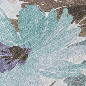 HomeRoots 5' Stylish Taupe and Lilac Floral Rug - Durable, Washable, Perfect for Indoor and Outdoor Spaces 8' X 10' 611001