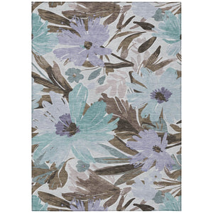 HomeRoots 5' Stylish Taupe and Lilac Floral Rug - Durable, Washable, Perfect for Indoor and Outdoor Spaces 10' X 14' 611003