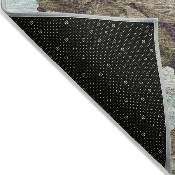 HomeRoots 5' Durable Khaki and Taupe Floral Area Rug - Stylish, Washable, Perfect for Indoor and Outdoor Use 10' X 14' 611009
