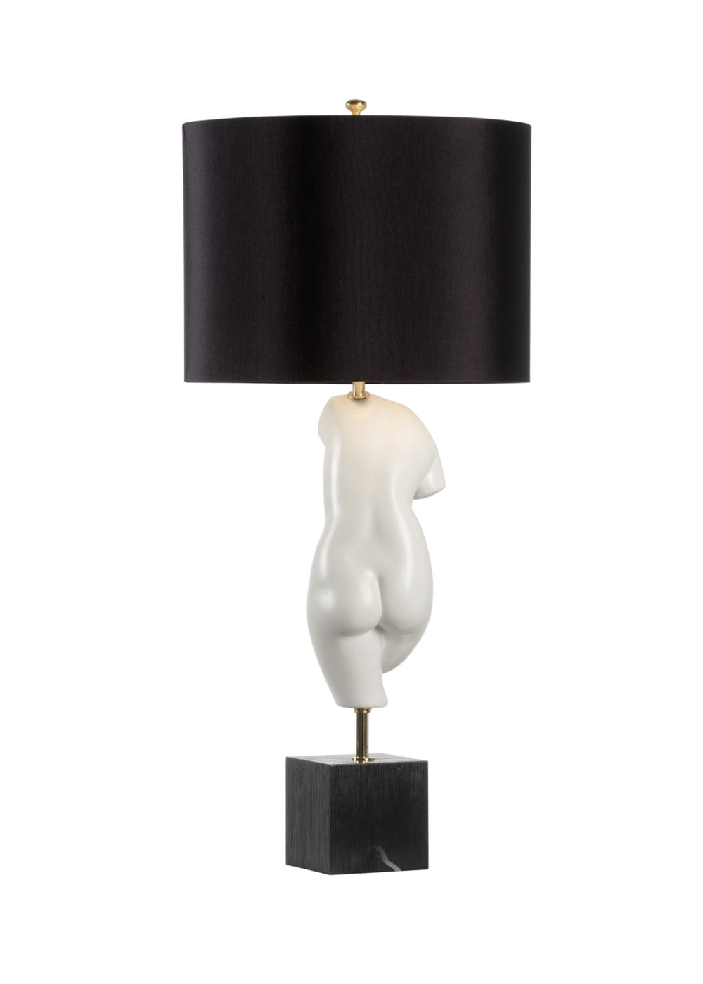 Wildwood Peitho Sculptural Table Lamp — Italian White Glazed Ceramic Torso With Black Drum Shade, 33.5" H 61101