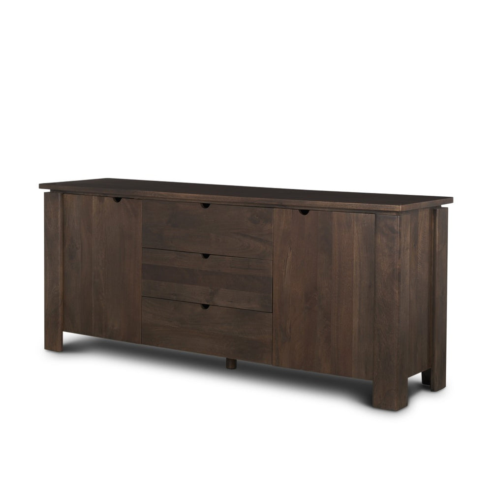 HomeRoots 79" Brown Solid Wood Sideboard with Soft-Close Drawers - Stylish Storage for Modern Spaces 611011