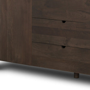 HomeRoots 79" Brown Solid Wood Sideboard with Soft-Close Drawers - Stylish Storage for Modern Spaces 611011