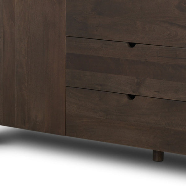 HomeRoots 79" Brown Solid Wood Sideboard with Soft-Close Drawers - Stylish Storage for Modern Spaces 611011