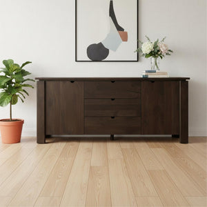 HomeRoots 79" Brown Solid Wood Sideboard with Soft-Close Drawers - Stylish Storage for Modern Spaces 611011