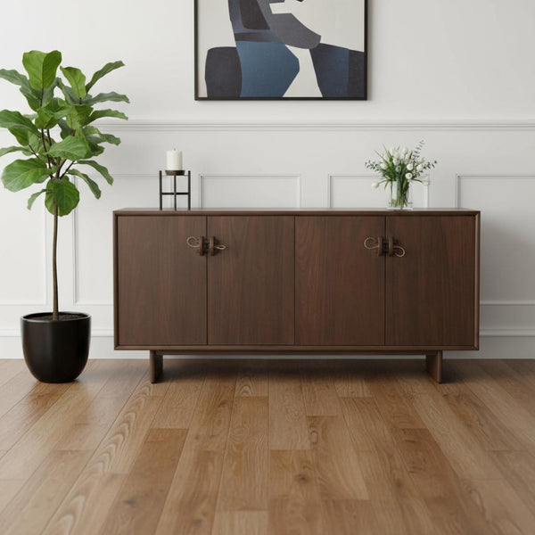 HomeRoots 71" Brown Sideboard - Modern Soft Close Storage Cabinet with Adjustable Shelving for Any Room 611012