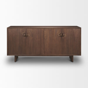 HomeRoots 71" Brown Sideboard - Modern Soft Close Storage Cabinet with Adjustable Shelving for Any Room 611012