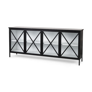 HomeRoots 79" Black and White Iron Sideboard - Elegant Modern Design with Soft Close Doors & Adjustable Shelving 611014