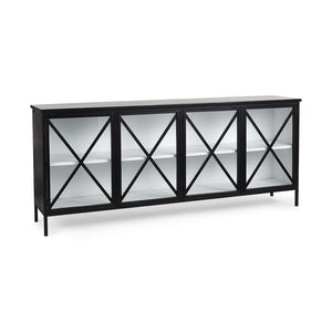 HomeRoots 79" Black and White Iron Sideboard - Elegant Modern Design with Soft Close Doors & Adjustable Shelving 611014