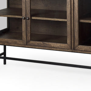 HomeRoots 70" Solid Wood Sideboard with Soft Close Glass Doors – Stylish Storage for Any Room Decor! 611015