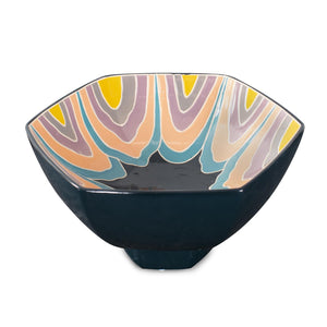 Howard Elliott Bramwell Eclectic Decorative Porcelain Bowl - Vibrant Matte Pastels & Glossy Teal For Unique Style Multi Porcelain 61102-howard-elliott