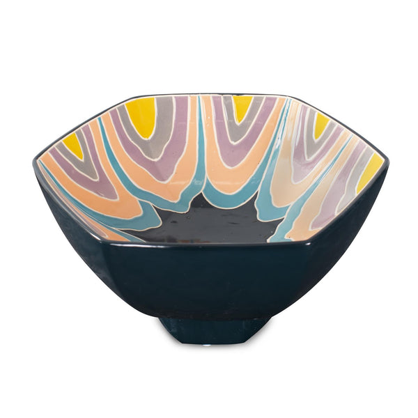 Howard Elliott Bramwell Eclectic Decorative Porcelain Bowl - Vibrant Matte Pastels & Glossy Teal For Unique Style Multi Porcelain 61102-howard-elliott