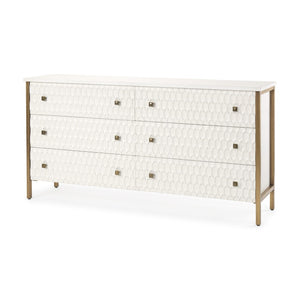HomeRoots 63" Gold and White Geometric Six Drawer Sideboard – Modern Glam Storage Solution for Any Space 611020