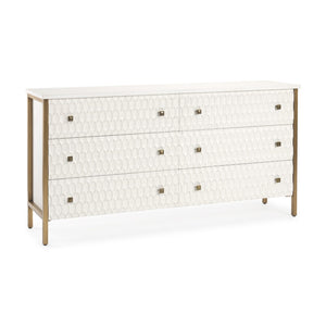 HomeRoots 63" Gold and White Geometric Six Drawer Sideboard – Modern Glam Storage Solution for Any Space 611020