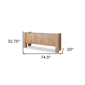 HomeRoots 75" Light Brown Solid Wood Sideboard with Soft-Close Doors | Modern Storage & Style for Any Room 611022