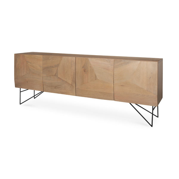 HomeRoots 80" Solid Wood Sideboard in Matte Black – Soft Close Doors, Modern Design for Stylish Storage Solutions 611024
