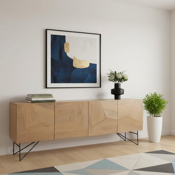 HomeRoots 80" Solid Wood Sideboard in Matte Black – Soft Close Doors, Modern Design for Stylish Storage Solutions 611024
