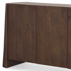 HomeRoots 81" Brown Solid Wood Sideboard with Soft Close Doors - Stylish Storage for Any Room's Elegance 611028