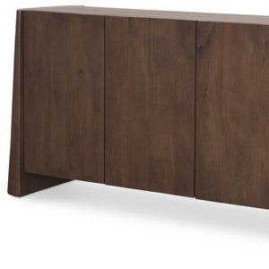 HomeRoots 81" Brown Solid Wood Sideboard with Soft Close Doors - Stylish Storage for Any Room's Elegance 611028