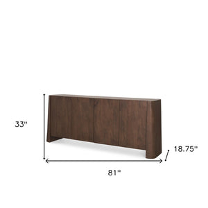 HomeRoots 81" Brown Solid Wood Sideboard with Soft Close Doors - Stylish Storage for Any Room's Elegance 611028